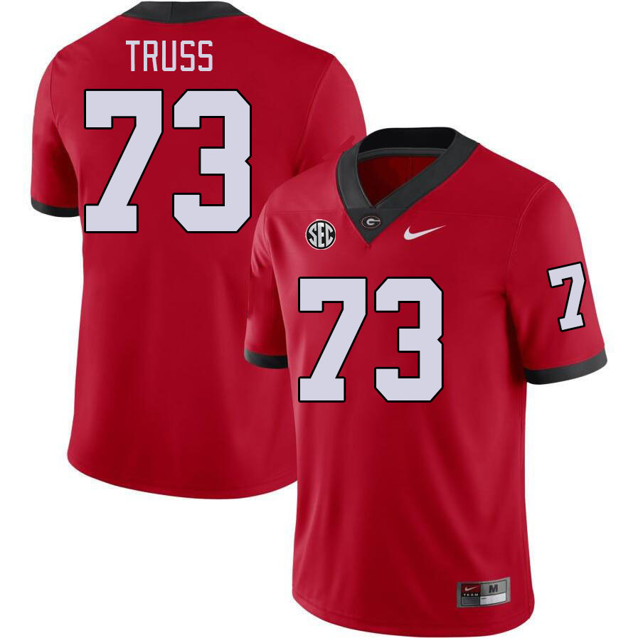 Men #73 Xavier Truss Georgia Bulldogs College Football Jerseys Stitched-Red - Click Image to Close